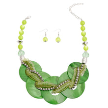 Load image into Gallery viewer, Green Disc Beaded Necklace Set
