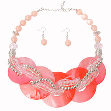 Load image into Gallery viewer, Pink Beaded Disc Necklace Set
