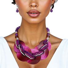 Load image into Gallery viewer, Collar Purple Shell Disc Beaded Necklace for Women
