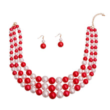 Load image into Gallery viewer, Red White Pearl 3 Layered DST Gold Set
