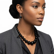 Load image into Gallery viewer, Jet Black Ball Bead Chunky Graduated Necklace
