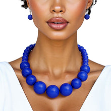 Load image into Gallery viewer, Beaded Royal Blue Ball Bead Graduated Necklace
