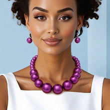 Load image into Gallery viewer, Pearl Purple Graduated Single Strand Necklace Set
