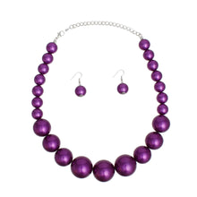 Load image into Gallery viewer, Pearl Purple Graduated Single Strand Necklace Set
