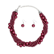 Load image into Gallery viewer, Choker Twisted Burgundy Pearl 7 Strand Necklace
