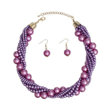 Load image into Gallery viewer, Choker Twisted Light Purple Pearl 7 Strand Necklace
