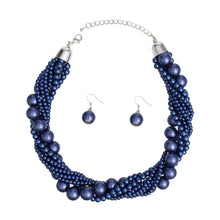 Load image into Gallery viewer, Choker Twisted Royal Blue Pearl 7 Strand Necklace
