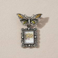 Load image into Gallery viewer, Brooch Antique Butterfly Square Picture Frame Pin
