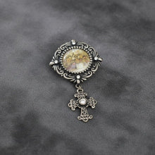 Load image into Gallery viewer, Brooch Antique Cross Round Picture Frame Pin
