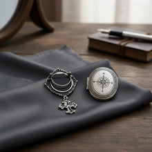 Load image into Gallery viewer, Brooch Antique Cross Round Picture Frame Pin
