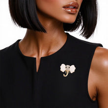 Load image into Gallery viewer, Cream and Gold Elephant Brooch
