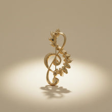 Load image into Gallery viewer, Brooch Gold Treble Clef Cream Marquise Stone Pin
