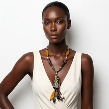 Load image into Gallery viewer, Handcrafted Real Buffalo Horn &amp; Wood Bead Necklace
