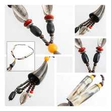 Load image into Gallery viewer, Real Buffalo Horn &amp; Engraved Silver Necklace
