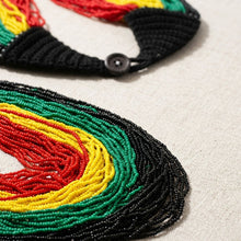 Load image into Gallery viewer, Pan-African Flag Colorblock 100 Strand Necklace
