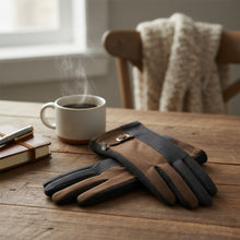 Load image into Gallery viewer, Gray Taupe Faux Suede Touchscreen Winter Gloves

