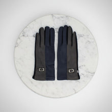 Load image into Gallery viewer, Navy Black Faux Suede Touchscreen Winter Gloves
