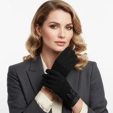 Load image into Gallery viewer, Black Rabbit Ear Leather Touchscreen Winter Gloves
