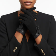 Load image into Gallery viewer, Black Rabbit Ear Leather Touchscreen Winter Gloves
