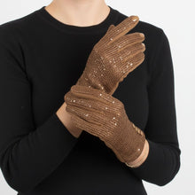 Load image into Gallery viewer, Taupe Knit Sequin Touchscreen Winter Gloves
