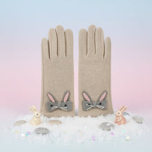 Load image into Gallery viewer, Beige Woolen Cute Rabbit Touchscreen Winter Gloves
