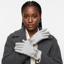 Load image into Gallery viewer, Gray Woolen Cute Rabbit Touchscreen Winter Gloves
