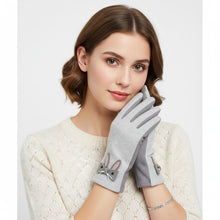 Load image into Gallery viewer, Gray Woolen Cute Rabbit Touchscreen Winter Gloves
