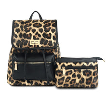 Load image into Gallery viewer, Backpack Leopard and Black Flap Bag Set for Women
