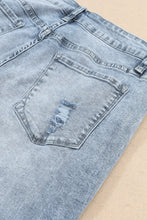 Load image into Gallery viewer, Sky Blue Light Wash Frayed Slim Fit High Waist Jeans
