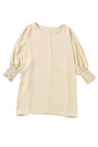 White Smocked Wrist Shift Top