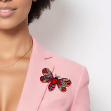 Load image into Gallery viewer, Brooch Red Rhinestones Butterfly Pin for Women
