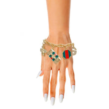 Load image into Gallery viewer, Gold Red and Green Designer Charm Bracelet
