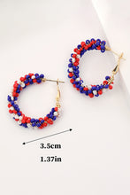 Load image into Gallery viewer, Fiery Red Flag Day Beaded Hoop Earrings
