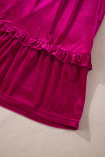 Load image into Gallery viewer, Rose Red Shirred V Neck Tiered Ruffled Velvet Plus Size Maxi Dress
