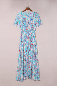 Rose Wrap V Neck Floral Maxi Dress