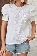 Load image into Gallery viewer, White Textured Short Puff Sleeve Tee
