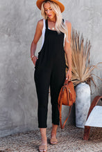 Load image into Gallery viewer, Black Adjustable Buckle Straps Cropped Jumpsuit
