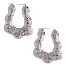 Load image into Gallery viewer, Trapezoid Silver Filigree Hoops
