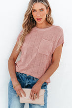 Load image into Gallery viewer, Dusty Pink Lattice Textured Knit Short Sleeve Sweater
