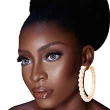 Load image into Gallery viewer, Cream Wire Wrapped Hoops
