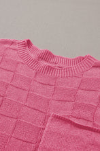 Load image into Gallery viewer, Dusty Pink Lattice Textured Knit Short Sleeve Sweater
