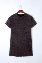 Load image into Gallery viewer, Gray Vintage Washed Leopard T-Shirt Dress with Pockets
