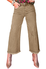 Load image into Gallery viewer, Light French Beige Acid Washed High Rise Cropped Wide Leg Jeans
