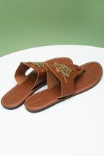 Load image into Gallery viewer, Chestnut Metal Décor Leather Thong Slippers
