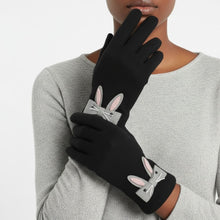 Load image into Gallery viewer, Black Woolen Cute Rabbit Touchscreen Winter Gloves

