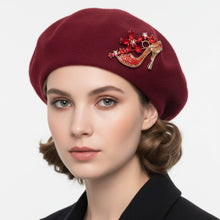 Load image into Gallery viewer, Brooch Red Crystal High Heel Flower Gold Pin
