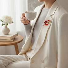 Load image into Gallery viewer, Brooch Red Crystal High Heel Flower Gold Pin
