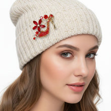 Load image into Gallery viewer, Brooch Red Crystal High Heel Flower Gold Pin
