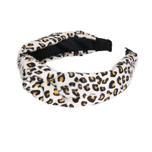 Load image into Gallery viewer, Furry White Leopard Knot Headband
