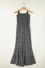 Load image into Gallery viewer, Black Khaki Thin Straps Smocked Bodice Wide Leg Floral Jumpsuit
